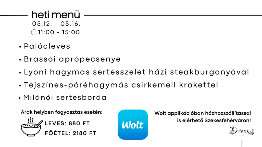 heti ajánlat Székesfehérvár, menü Székesfehérvár