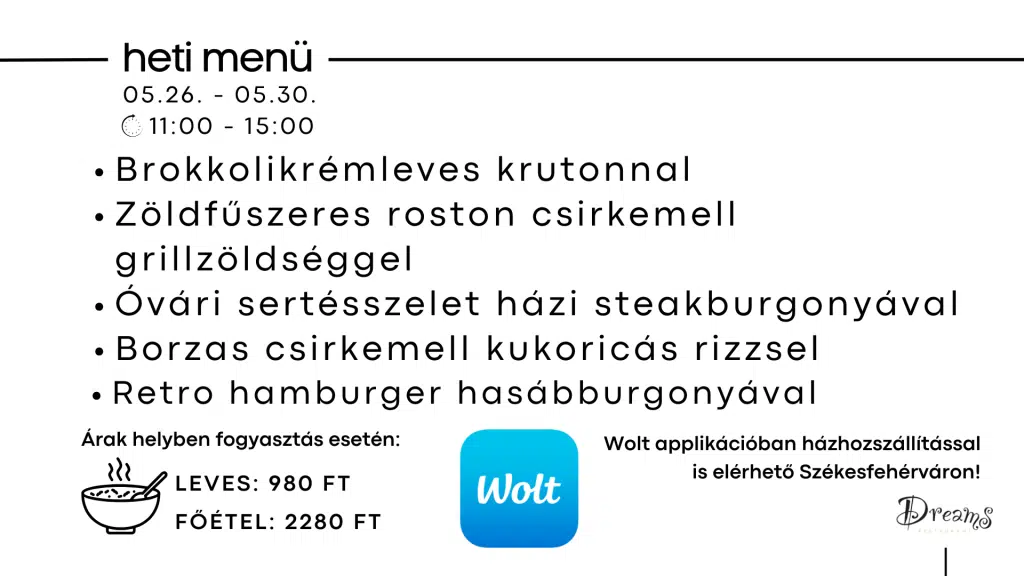 heti ajánlat Székesfehérvár, menü Székesfehérvár